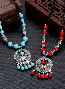 小众民族风复古旅拍项链毛衣链