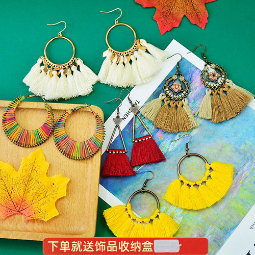 复古设计流苏气质耳环女度假休闲