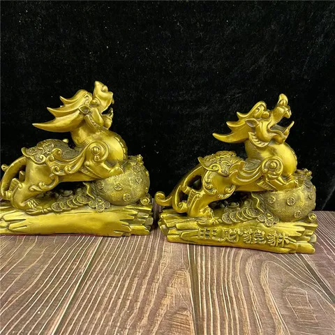 工艺品如意铜摆件礼品一对办公貔貅貔貅古韵斋装饰家居黄铜