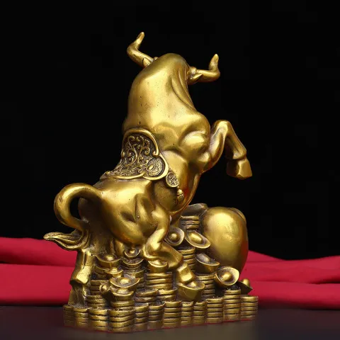 工艺品金钱牛黄铜牛摆件铜牛办公室如意牛元宝大号十二生肖客厅