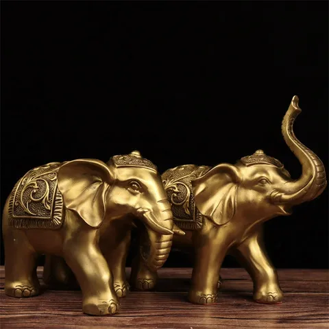 吸水象铜象黄铜一对摆件开业店铺家居大象办公礼品礼物