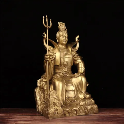 供奉玄关泰山石敢当神像公司店铺客厅乔迁黄铜进门送摆件