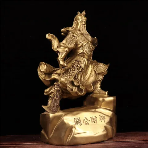 佛像关公摆件财神爷礼品关二爷武送礼开业开张关羽黄铜工艺品