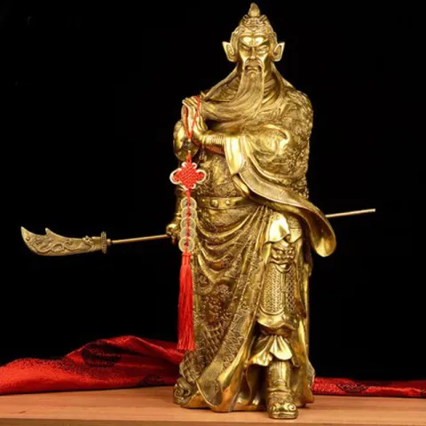 武圣金属二爷神像关公摆件关羽武关供奉工艺品黄铜古韵斋铜
