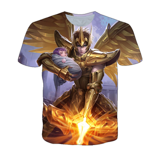 王者荣耀后羿黄金射手座衣服3D印花短袖T恤衫女中学生少年cos上衣