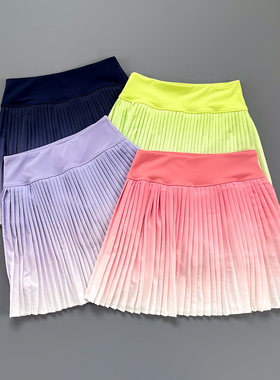 大牌同款女士风琴褶Varsity 高腰网球裙速干运动普拉提百褶短裙新