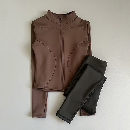 冬季加绒瑜伽外套健身套装