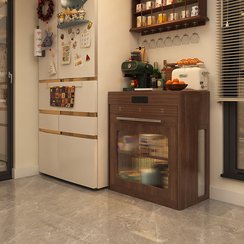 形影家具中岛台餐桌一体全实木小户型餐边柜中古风可伸缩折叠吧台