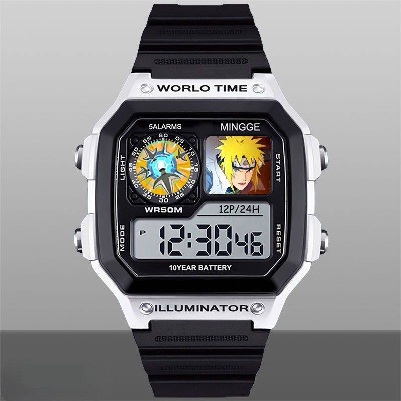 火影忍者学生手表运动电子手表静音有闹钟计时鸣人佐助带土斑周边