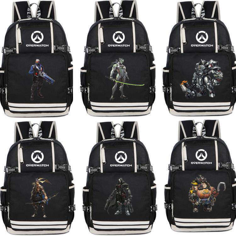热卖守望先锋游戏全英雄双肩包背包源氏半藏狂鼠天使士兵男女学生