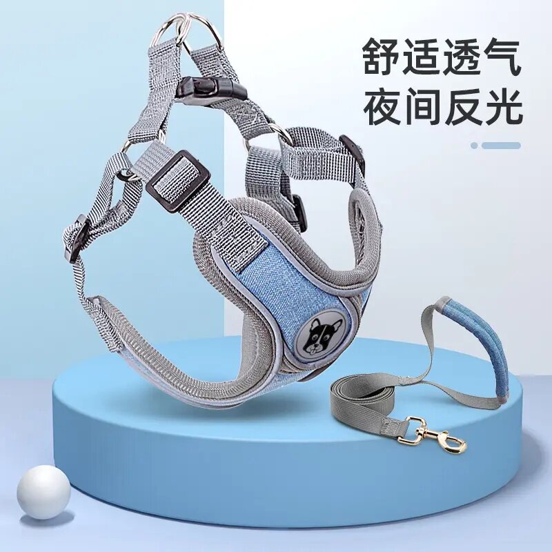 背心式可调耐磨胸背带狗牵引绳