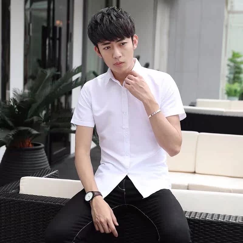 白色男士短袖襯衫西褲套裝工作服職業純色襯衣韓版商務修身正裝夏在類目 男裝, 襯衫中 - 來自Buy2taobao.com提供專業的淘寶代購服務