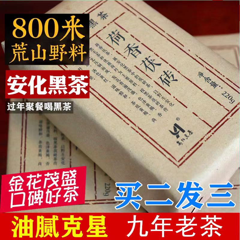 九年老茶 荷香金花茯茶 湖南安化黑茶传统手筑金花茯砖 源厂发货