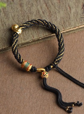 2026藏式手搓棉线红绳手链本命年五彩绳西藏脏脏绳男女款手串编织