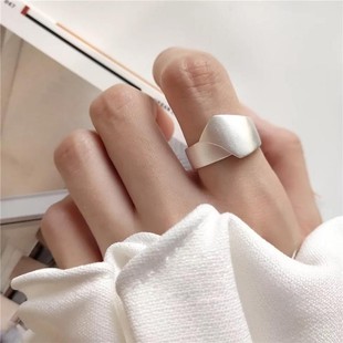 2026千叶韩版戒指男女款几何不规则哑光磨砂开口指环中性ins风食