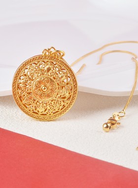 2026新款强保色镂空八宝罗盘吊坠项链diy手工编织项链挂件毛衣链