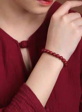 2026原矿纯正朱砂手串真货紫金砂帝王红砂素圈好运手串手链女真品
