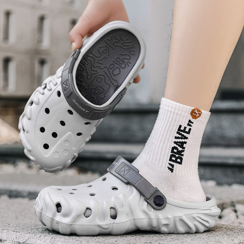 夏季男士透气包头踩屎感洞洞鞋