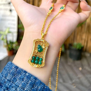 足金999福禄算盘黄金吊坠新中式国风项链新款气质百搭送礼物