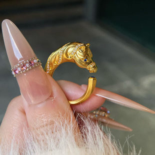 指环送礼物 足金999马头黄金戒指本命年生肖轻奢简约2026年新款