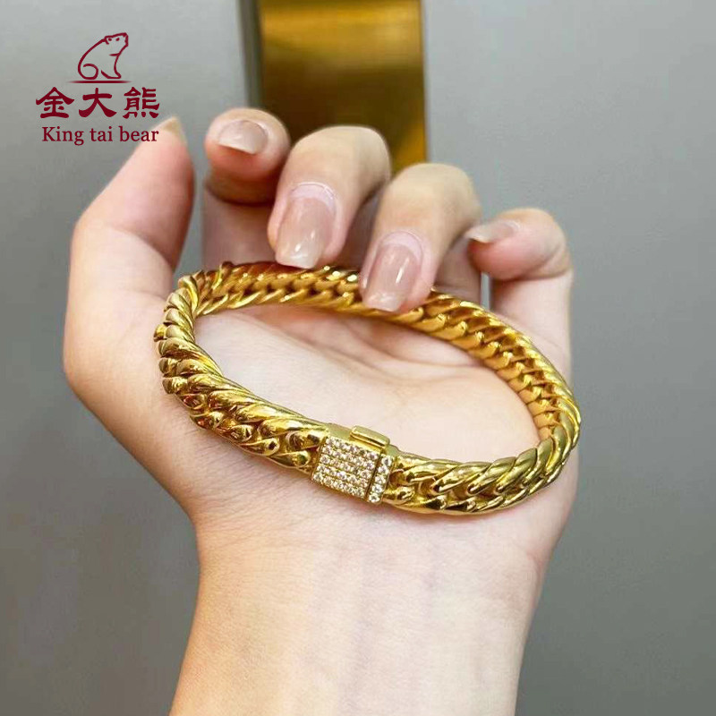 足金999黄金手镯男女款麻花霸气宽版可调节大小送女友生日礼物