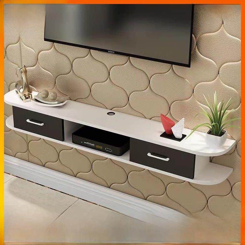 电视柜挂墙现代简约墙上客厅卧室实木壁挂式搁板吊柜机顶盒置物架