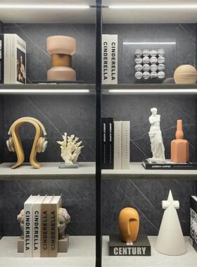 现代样板间家居软装饰品摆件玻璃树脂创意工艺品书房组合ZH3424