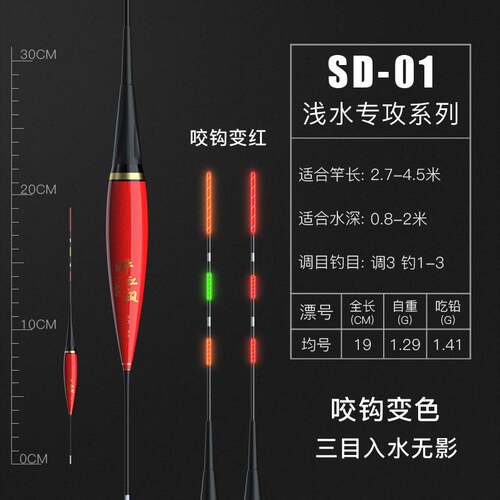 咬钩变色浅水电子漂感应纳米夜光漂高灵敏短漂鲫鱼漂智能夜钓浮漂