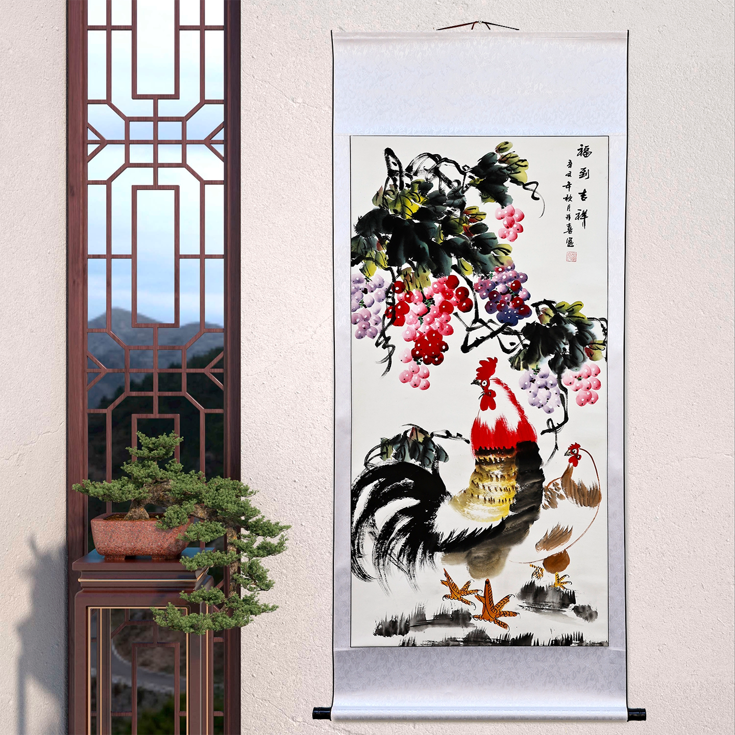 花开富贵牡丹画国画手绘真迹客厅风水装饰字画花鸟卧室挂画已装裱