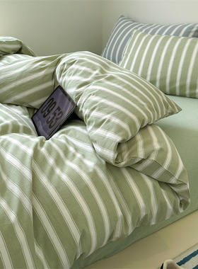 水洗加厚全棉被套单件纯棉复古抹茶绿色被罩浅绿草绿被袋1.5m2米4
