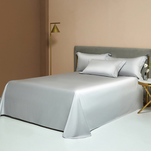 高端精梳A类100支长绒棉浅银灰白色床单单件全棉纯棉浅灰纯色被单