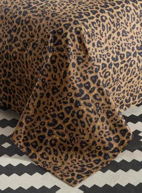 全棉豹纹床单单件咖啡金黄色纯棉被单1.2米单人1.51.8双人2米加大