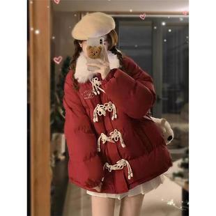 超好看红色羽绒服女款冬季新中式国风棉服加厚保暖棉衣夹棉厚外套