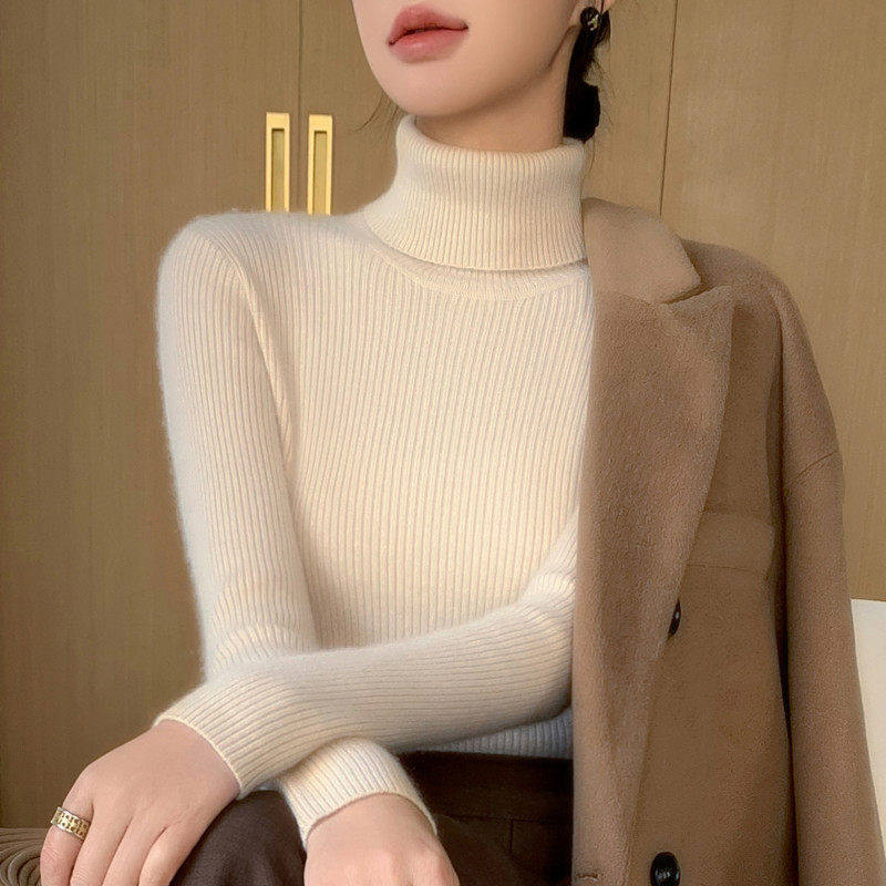 高级感超好看高领毛衣女秋冬2024新款内搭修身显瘦针织加厚打底衫
