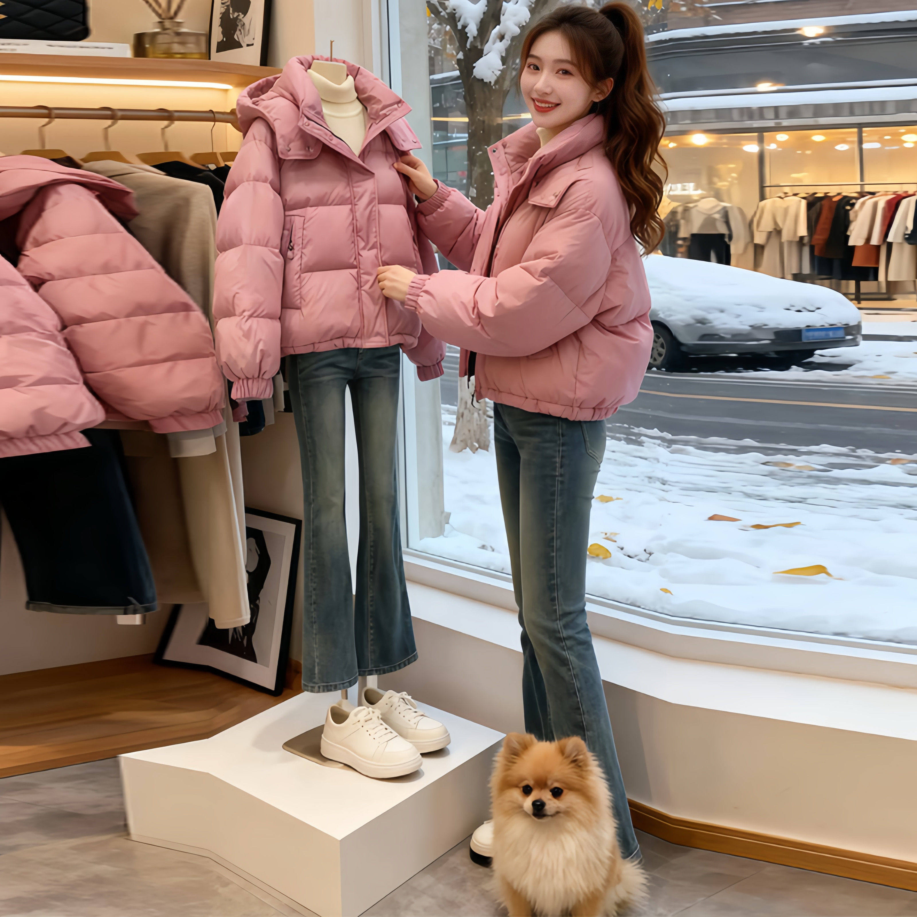 今年爆款连帽羽绒棉服女短款2025冬季设计感棉衣小个子面包服棉袄