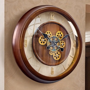 高级感齿轮挂钟艺术静音客厅家用钟表复古挂墙时钟2025新款 石英钟