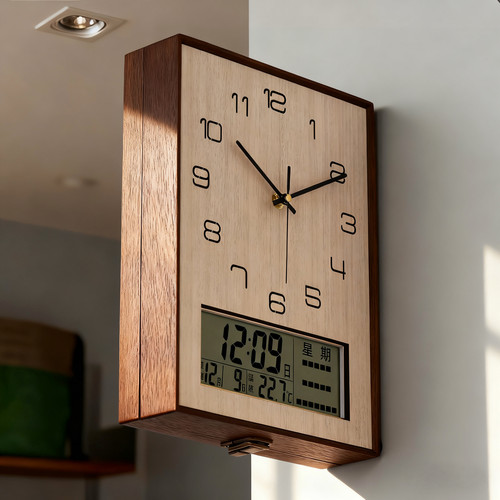 转角双面挂钟客厅餐厅高级感创意