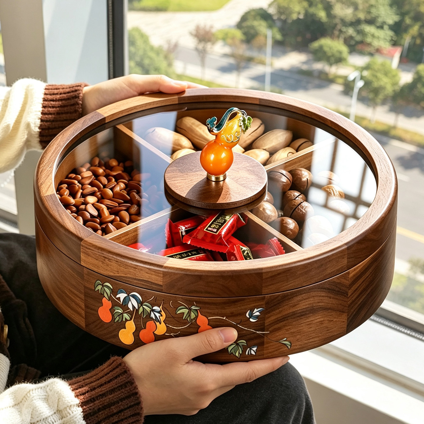北美黑胡桃木！新中式国风干果盒图片