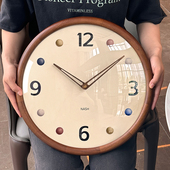 中古挂钟2025新款 家用客厅时钟表挂墙创意网红挂表静音高级感原木