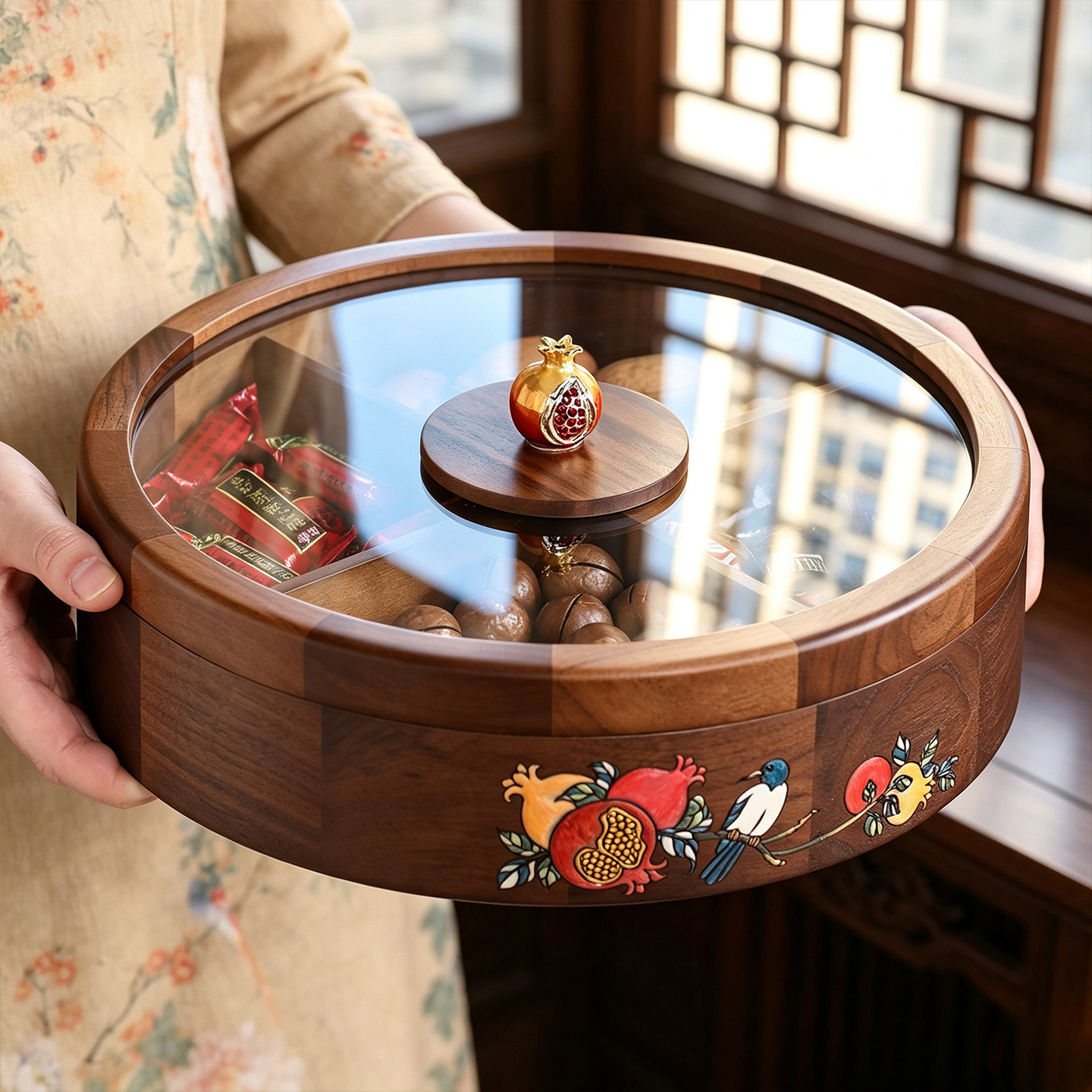 北美黑胡桃木!新中式国风干果盒