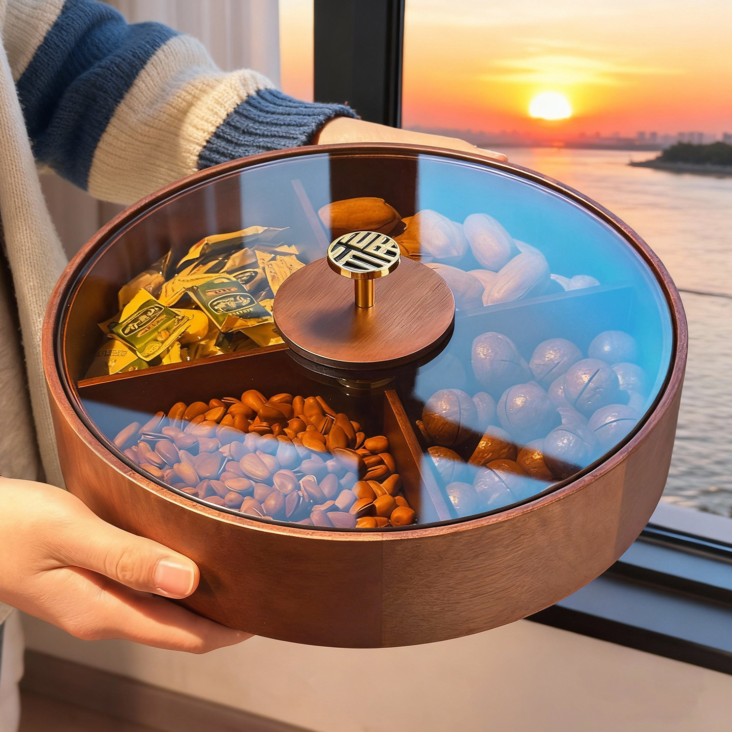 实木轻奢高端干果盘糖果盒坚果收纳盒家用客厅茶几水果零食摆放盘