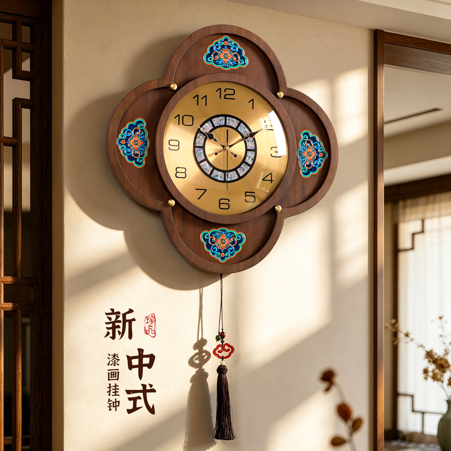 【非遗漆画工艺】新中式挂钟