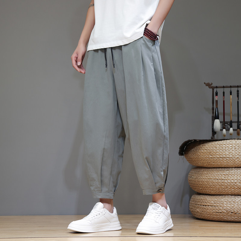 风夏季新款九分裤男休闲裤大码新中式哈伦裤221-6-K08-P45,男装休闲裤,星座221-6