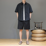 风夏季新款冰丝短套装短袖衬衫七分裤短裤XZ221-6-TZ16-P60，男装牛仔裤，星座221-6