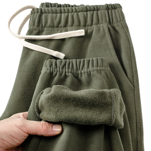 480克加绒加厚高克重卫裤男女同款冬季重磅休闲裤束脚宽松长裤子