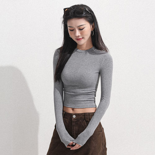 修身内搭短款长袖打底衫女秋冬季