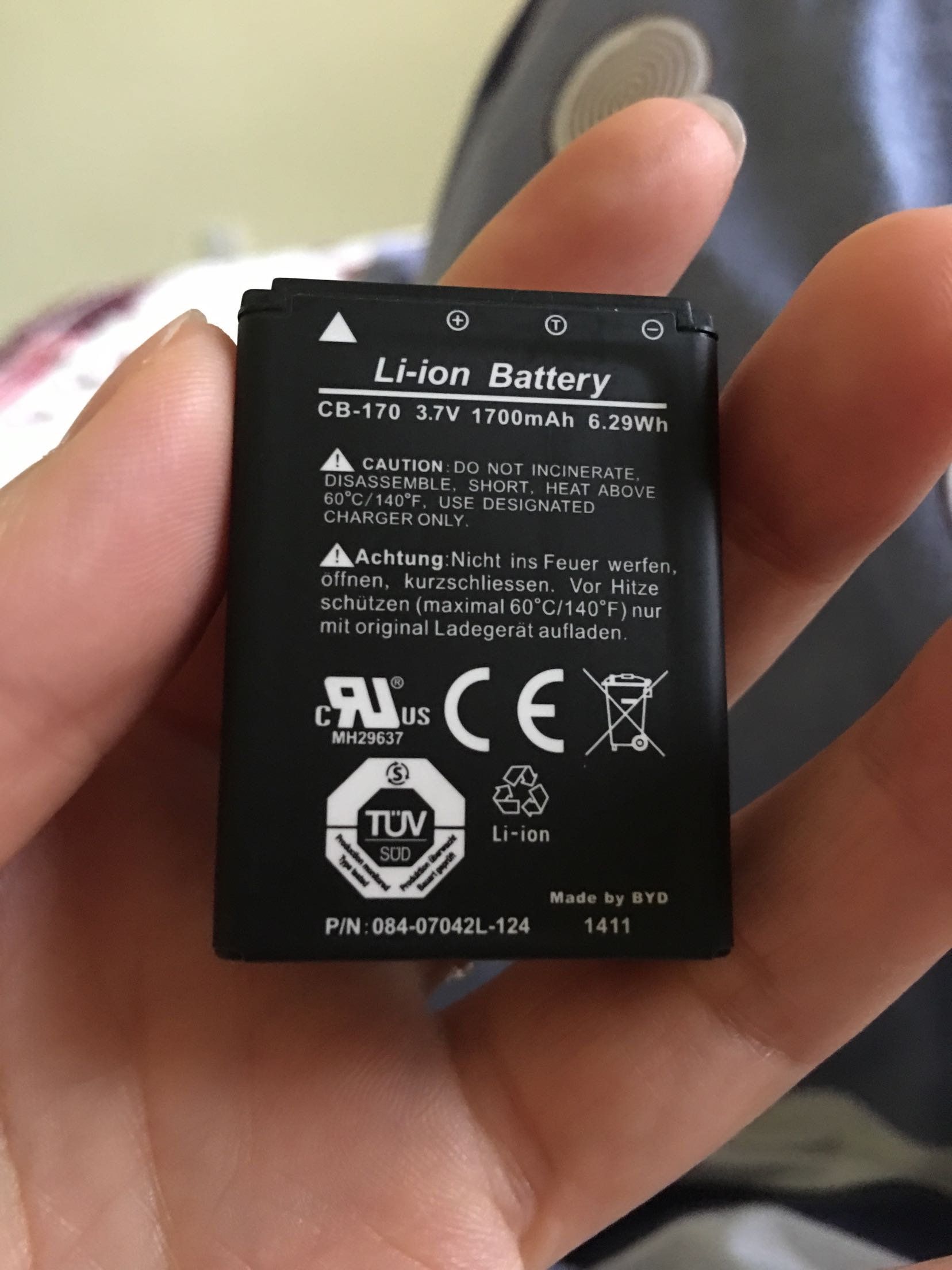 li-ion battery cb一170 3.7v 1700mah 6.29wh电池锂离子可充电板