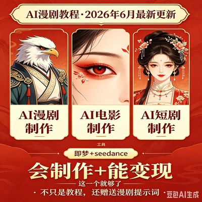 2026年AI漫剧制作玩法短剧视频剪辑零基础教程新手变现课程素材