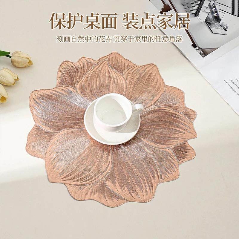 轻奢荷花防滑餐垫PVC隔热垫酒店家用西餐盘垫ins风桌垫碗垫装饰垫,餐饮具,餐垫,淘宝优惠券,粉丝福利购,淘宝优惠卷