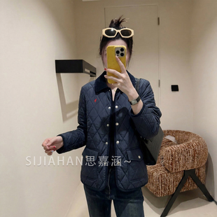 休闲外套 老钱刺绣菱格灯芯绒翻领棉服女26秋冬新款 思嘉涵 美式